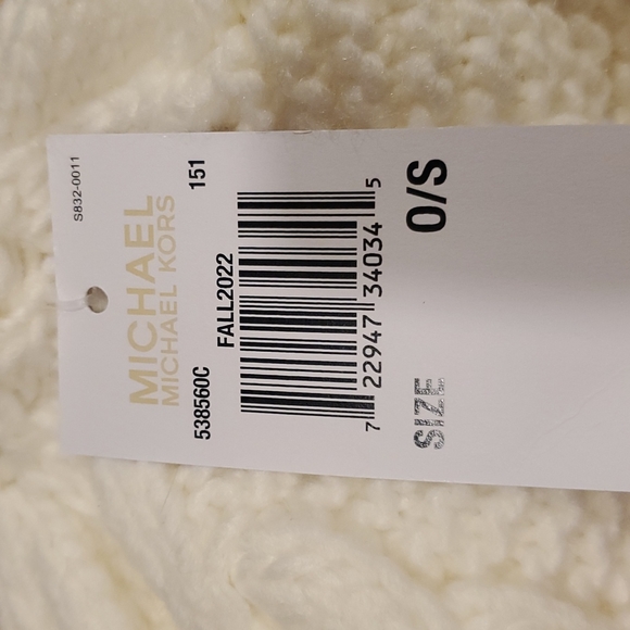Michael Kors Fleece Lined Cable Knit Beanie Hat - Ivory Cream New - Picture 7 of 7